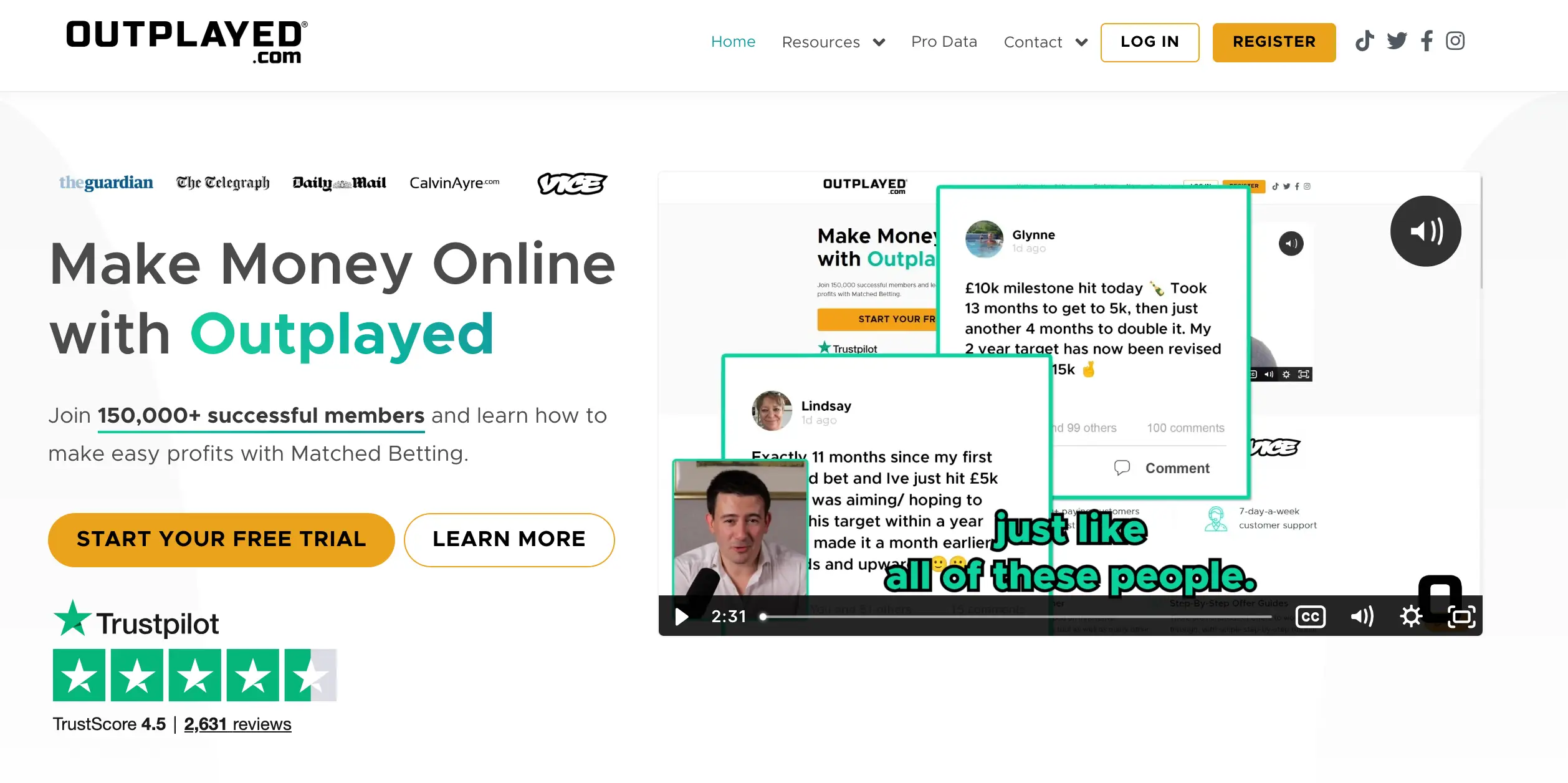 screenshot of outplayed.com homepage